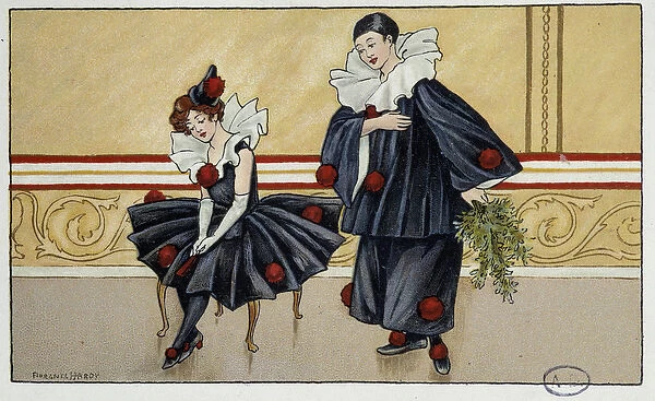Pierrot and Colombine - dess. by Florence Hardy, deb. 20th century