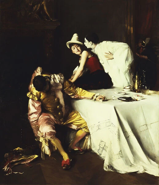 Pierrot, Columbine and Punchinello; Pierrot, Colombine et Polichinelle, (oil on canvas)