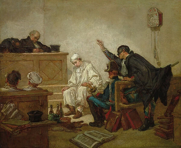 Pierrot in Criminal Court, c.1864-70 (oil on wood panel)