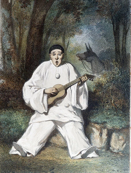 Pierrot plays the guitar - n. d. late 19th century