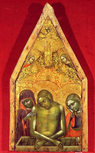 Pieta (tempera on panel with applied textile)