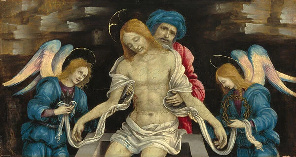 Pieta (The Dead Christ Mourned by Nicodemus and Two Angels), c. 1500 (oil & possibly tempera on panel)