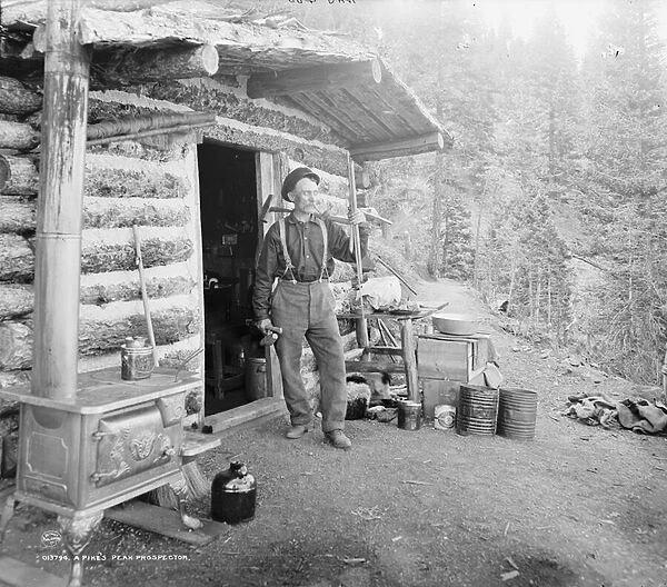 Pikes Peak prospector in Colorado, c. 1900 (b  /  w photo)