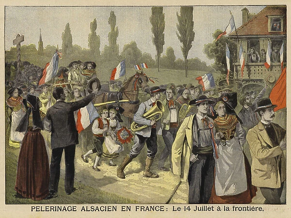 Pilgrimage of Alsatians to France, 14 July 1897 (colour litho)