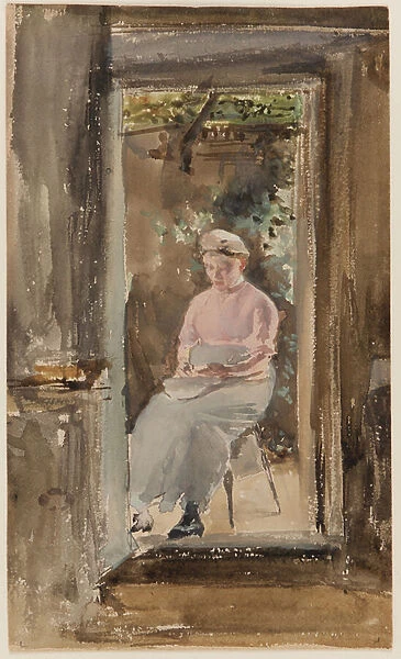 Pink Note: Shelling Peas, 1883  /  84 (w  /  c on paper)