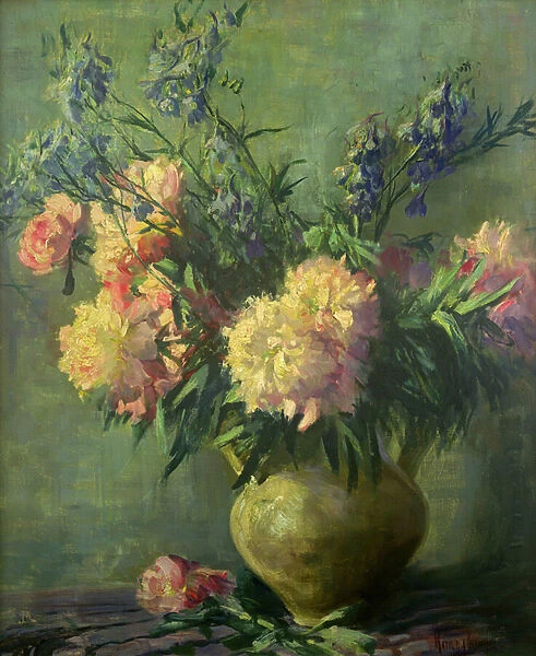Pink Peonies (oil on canvas)