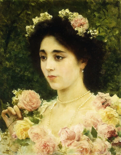 The Pink Rose, (oil on canvas)
