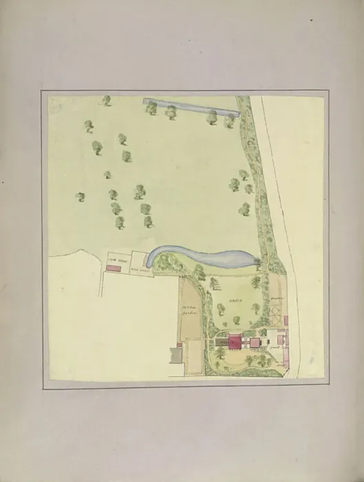 Framed Print : Pitzhanger Manor, from Plans, Elevations, and perspective views of Pitzhanger Manor House... 1802 (pen & ink on paper)