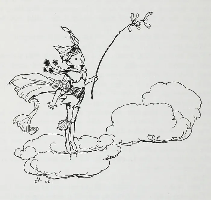 Framed Print : A pixie on a cloud carrying a twig of mistletoe
