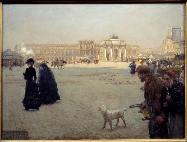 The Place du Carrousel ruins of the Tuileries in 1882. Table representing a view of Paris
