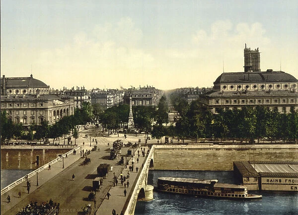 Place du Chatelet, Paris, c. 1890-1900 (photochrom)