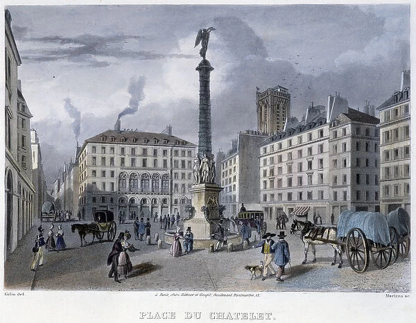 Place du Chatelet - in 'Paris en 1832'by Martens