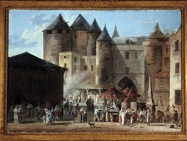 Place du Grand Chatelet in Paris Street scene at the time of the French Revolution