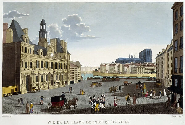 Place de l Hotel de Ville, circa 1820 - in 'Vues de Paris'
