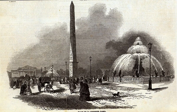 Place de la Concorde, Paris, from The Illustrated London News, 2nd August 1845 (engraving)