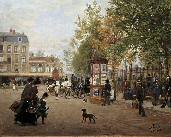 The Place de la Gare in Nancy in 1887 Painting by Leon Voirin (1833-1887) 1887 Nancy