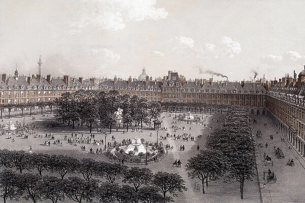 Place Royale (now Place des Vosges) in Paris at the end of the 19th century