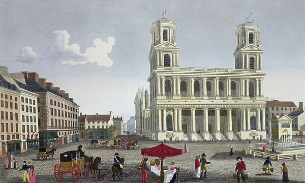 The Place Saint Sulpice, c. 1815-20 (colour engraving)