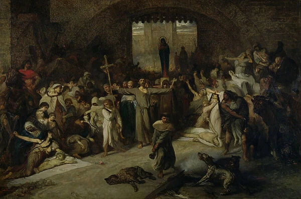 The Plague of Tournai in 1095, 1883 (oil on canvas)