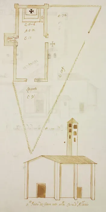 Framed Print : Plan and elevation of Oratory of Saint Peter of Cassano, Albesio (Albese con Cassano), parish of Incino Erba, designed on occasion of visit of Carlo Borromeo, about 1574, Italy, 16th century Framed Print : Plan and elevation of Oratory of Saint Peter of Cassano, Albesio (Albese con Cassano), parish of Incino Erba, designed on occasion of visit of Carlo Borromeo, about 1574, Italy, 16th century