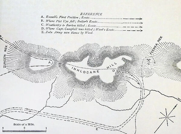 Plan of the fight for the Battle of Hlobane, 1850