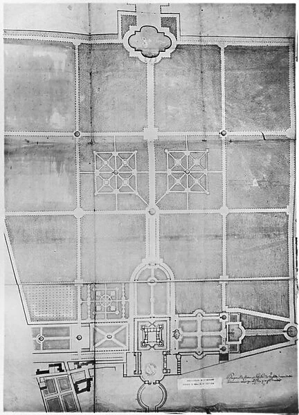 Plan of the first works at Versailles (pencil on paper)