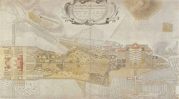 Plan of the Frederician Park of Sanssouci at Potsdam, 1772 (engraving)