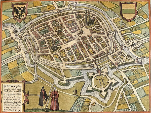 Plan of Groningen (Groninga), Netherlands (etching, 1572-1617)