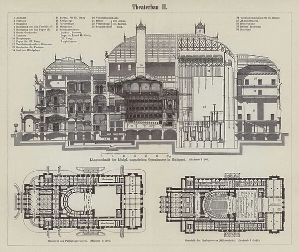 Plan of the Hungarian Royal Opera House, Budapest (engraving)