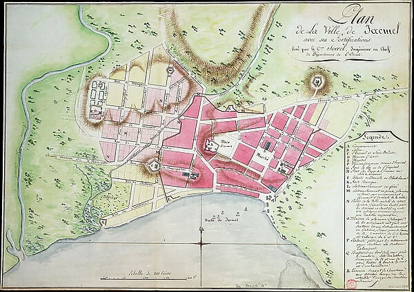 Plan of Jacmel town with fortifications, 1799 (drawing)