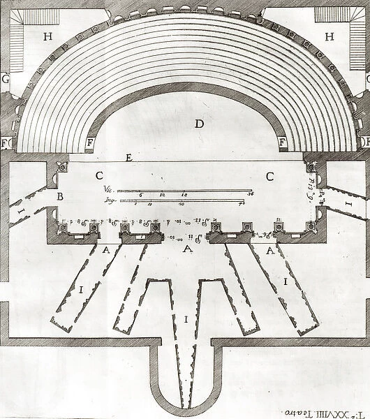 Plan of the Olympic Theatre, Vicenza, designed by Andrea Palladio (1508-80