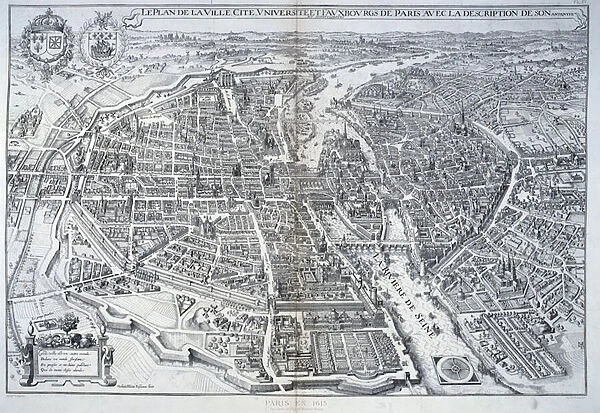 Plan of Paris in 1615. Engraving by Mathieu Merian, 17th century. Paris, Musee Carnavalet