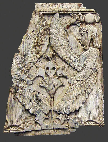 Plaque depicting winged creatures, Nimrud, Mesopotamia, 8th-7th century BC (ivory)