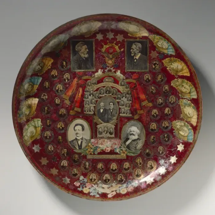 Framed Print : Plate commemorating the Gotha Program, c. 1900 (glass & collage)