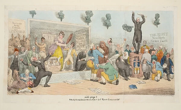 Plate from The Satirist, pub. 1st march, 1808 (hand coloured engraving