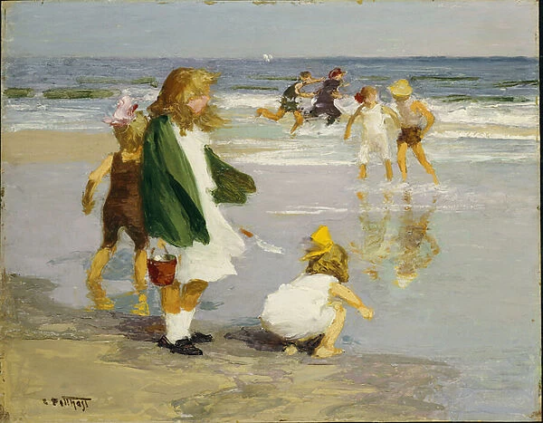 Play in the Surf (oil on panel)