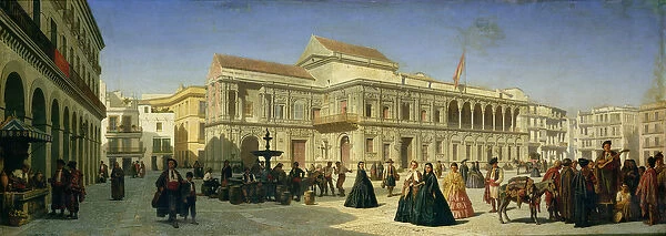 The Plaza de San Francisco and the Ayuntamiento, Seville (oil on canvas)