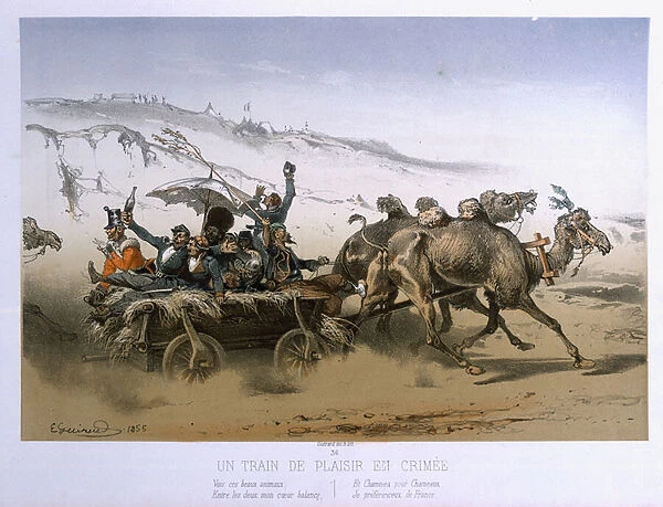 A Pleasure Wagon in the Crimea, published by Wild 1854-55 (colour litho)