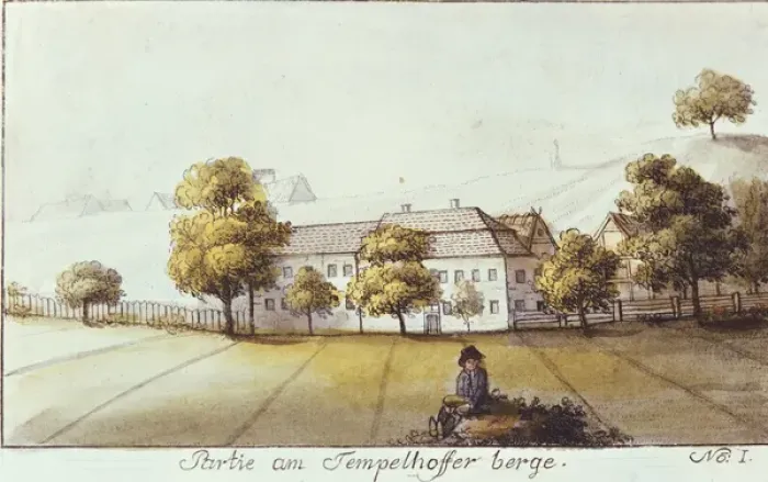 Framed Print : Plot at the Tempelhof Mountain, Berlin (etching)