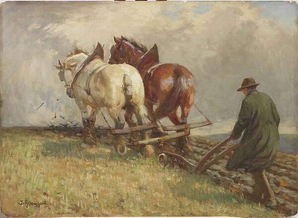 Ploughing, c. 1900-19 (tempera on paper)
