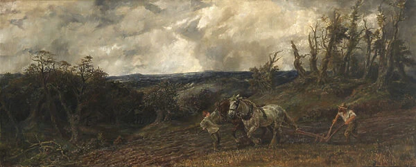 Ploughing in Stormy Weather, 1853 (oil on canvas)
