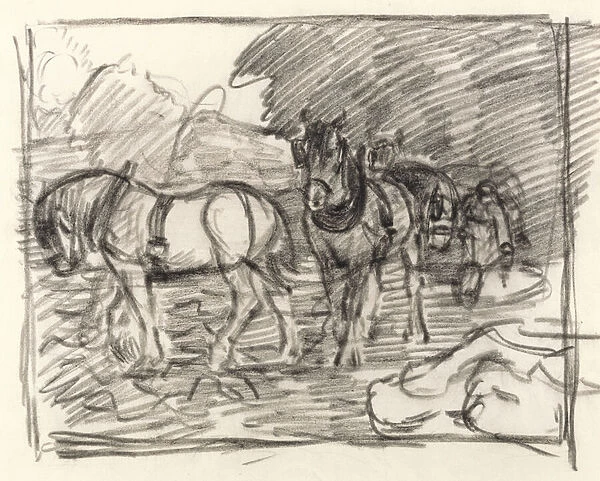 The Ploughing Team, c. 1906 (black crayon on paper)