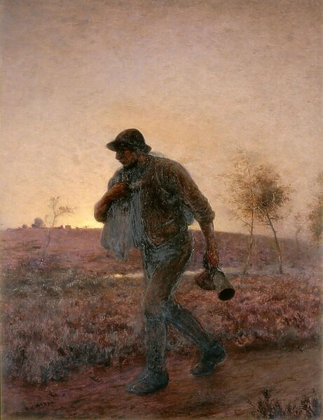 The Ploughman Homeward Plods His Weary Way (oil on canvas)