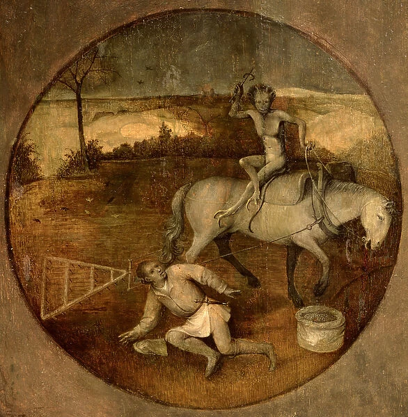 Ploughman unhorsed by a demon (oil on panel)