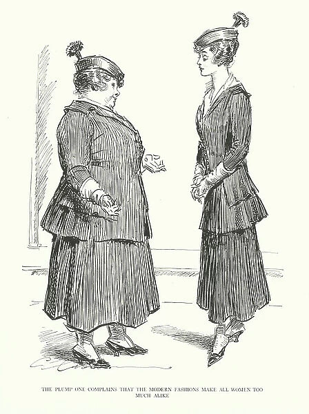 The Plump one Complains that the Modern Fashions make all Women too much Alike (litho)