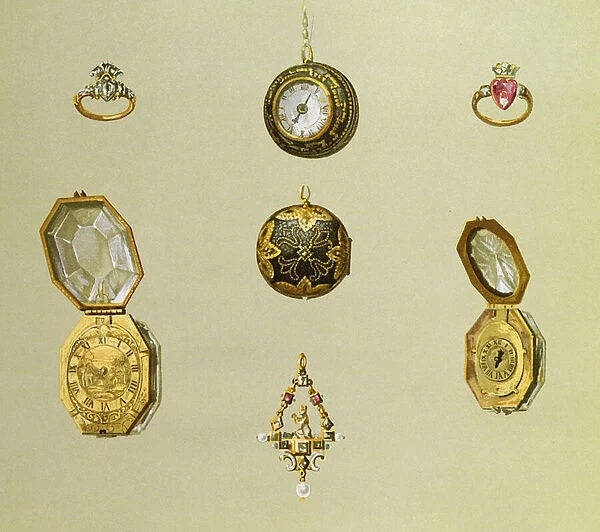 Pocket Watches, Plate XVIII from The Royal House of Stuart, published 1890