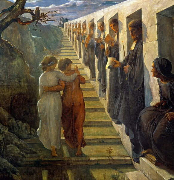 The poem of the soul; The evil path. Painting by Anne Francois Louis Janmot (1814-1892)