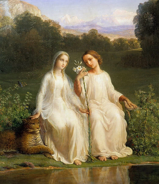 The poem of the soul; Virginitas. Painting by Anne Francois Louis Janmot (1814-1892)