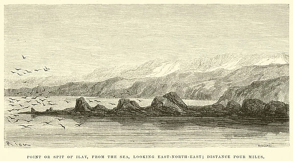 Point or spit of Ilay, from the sea, looking East-North-East; distance four miles (engraving)
