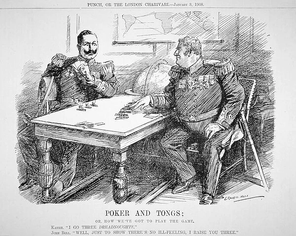 Poker and Tongs, Punch cartoon concerning naval rivalry between Britain